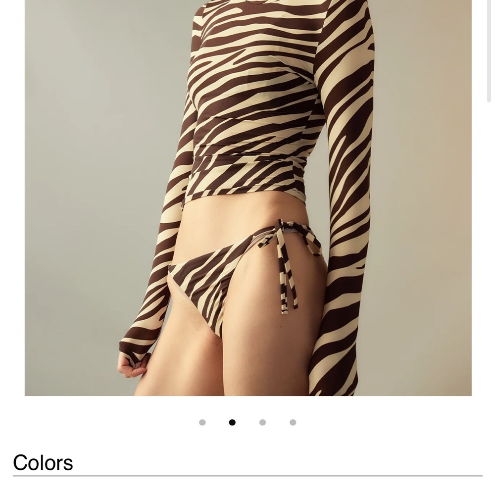 Cynthia Rowley Zebra Print Bikini - Brown and Cream 3 pieces includes Rashguard - Picture 5 of 13